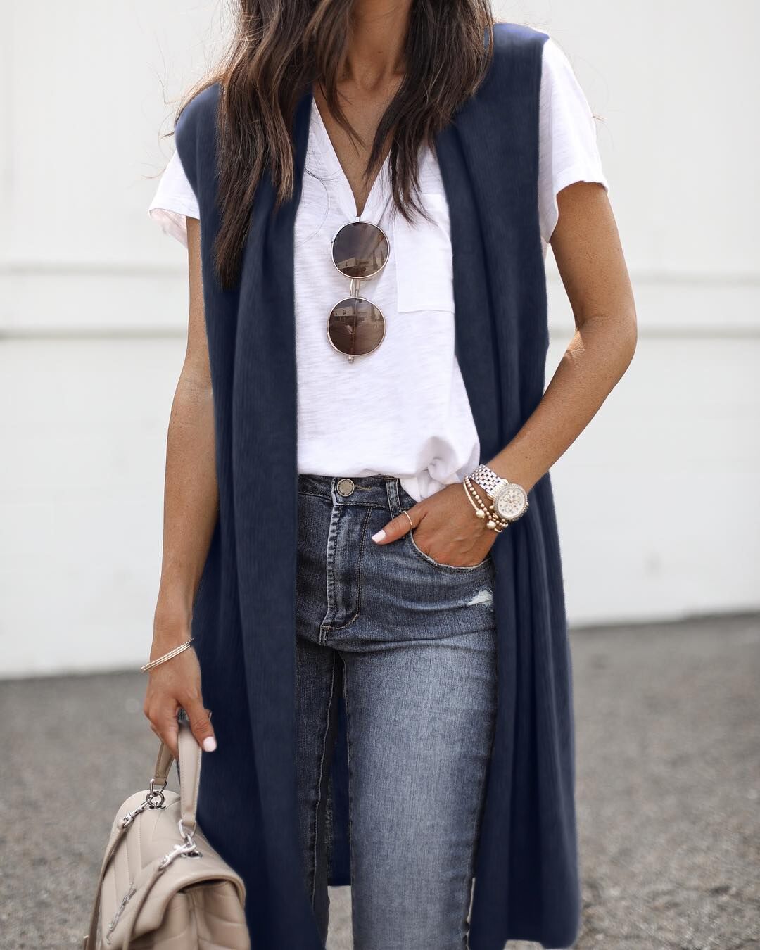 Women's Cardigan Fashion Medium and Long Sleeveless Vest Women