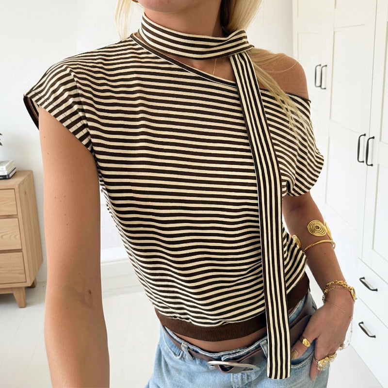 Casual Top Striped T-shirt for Women