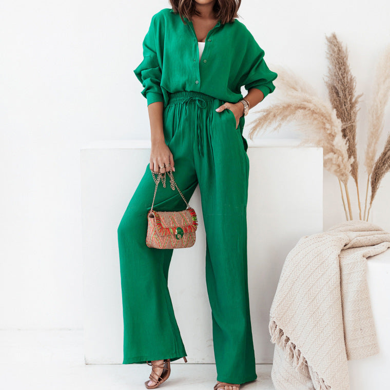 Women's Fashion Loose Shirt and Pants Casual Suit