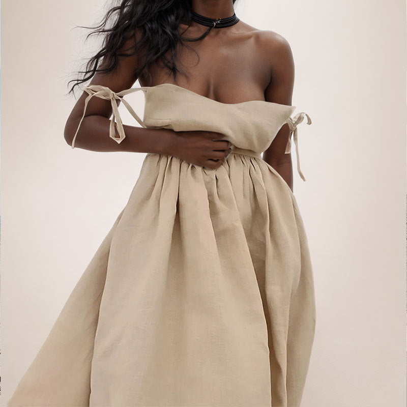 Women's Sexy Solid Color High-waisted Suspender Dress