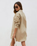 Women's Loose Lapel Single-breasted Medium and Long Blouse