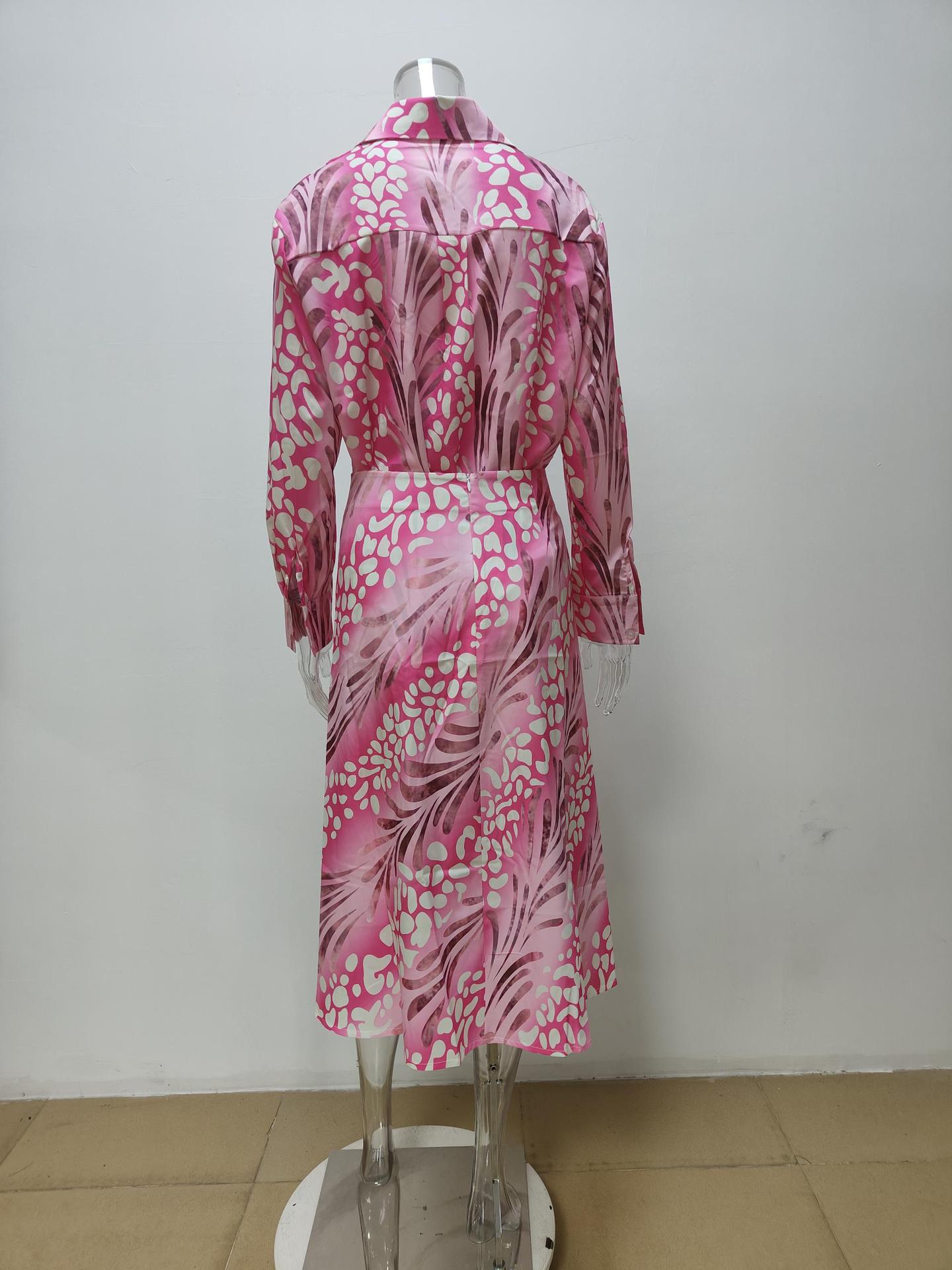Women Sexy Elegant V-neck Print Slim Casual Dress