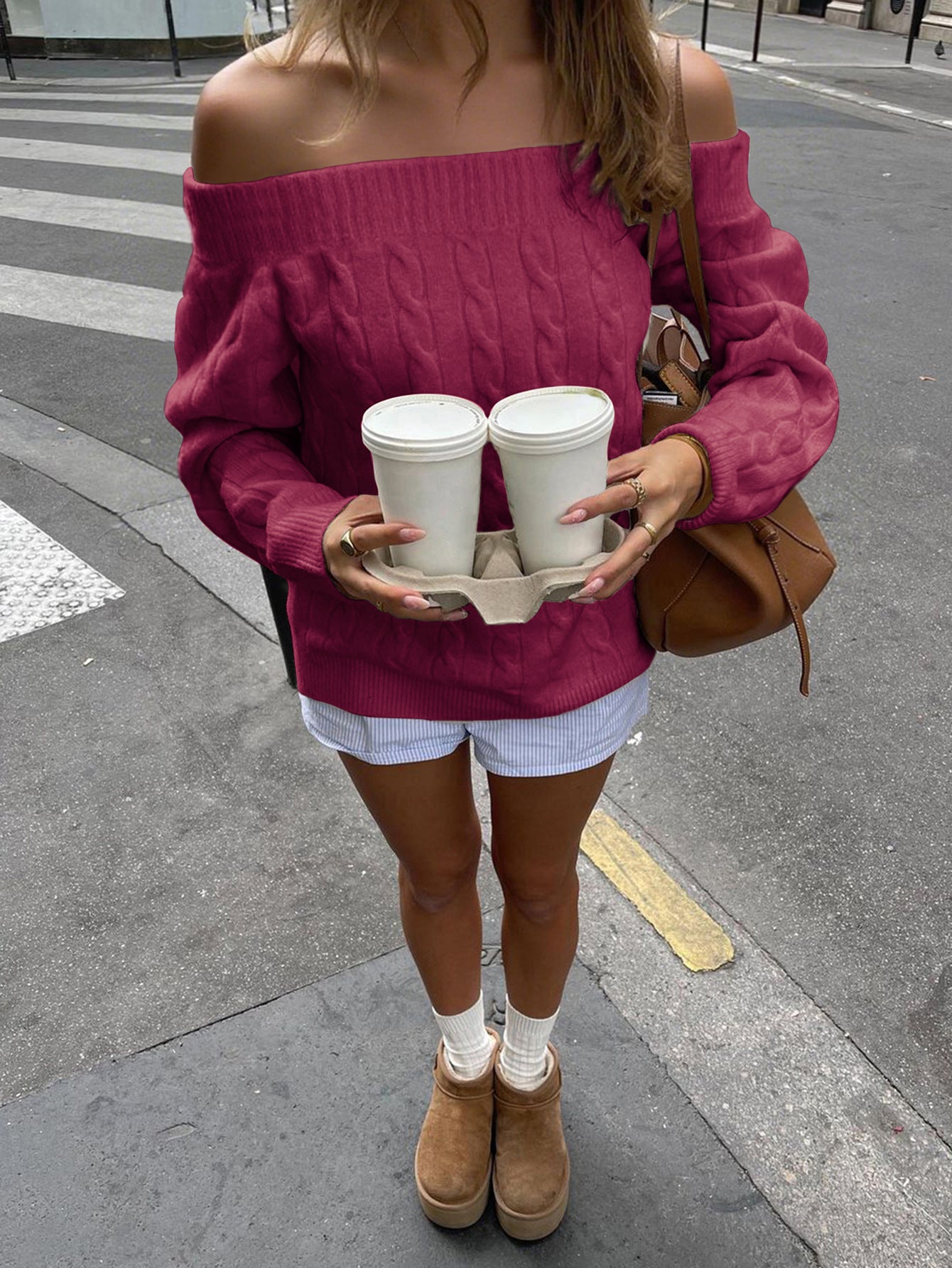 Women Solid Color Long Sleeve Vest Sweater Top