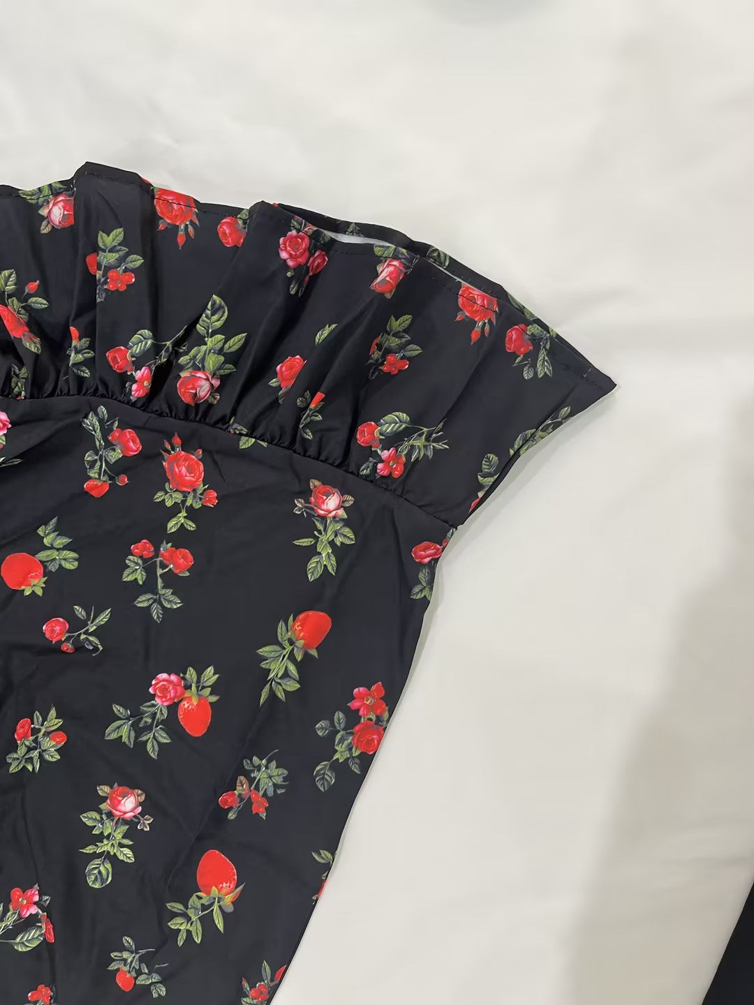 Womenv V Neck Print Ruffle Dress