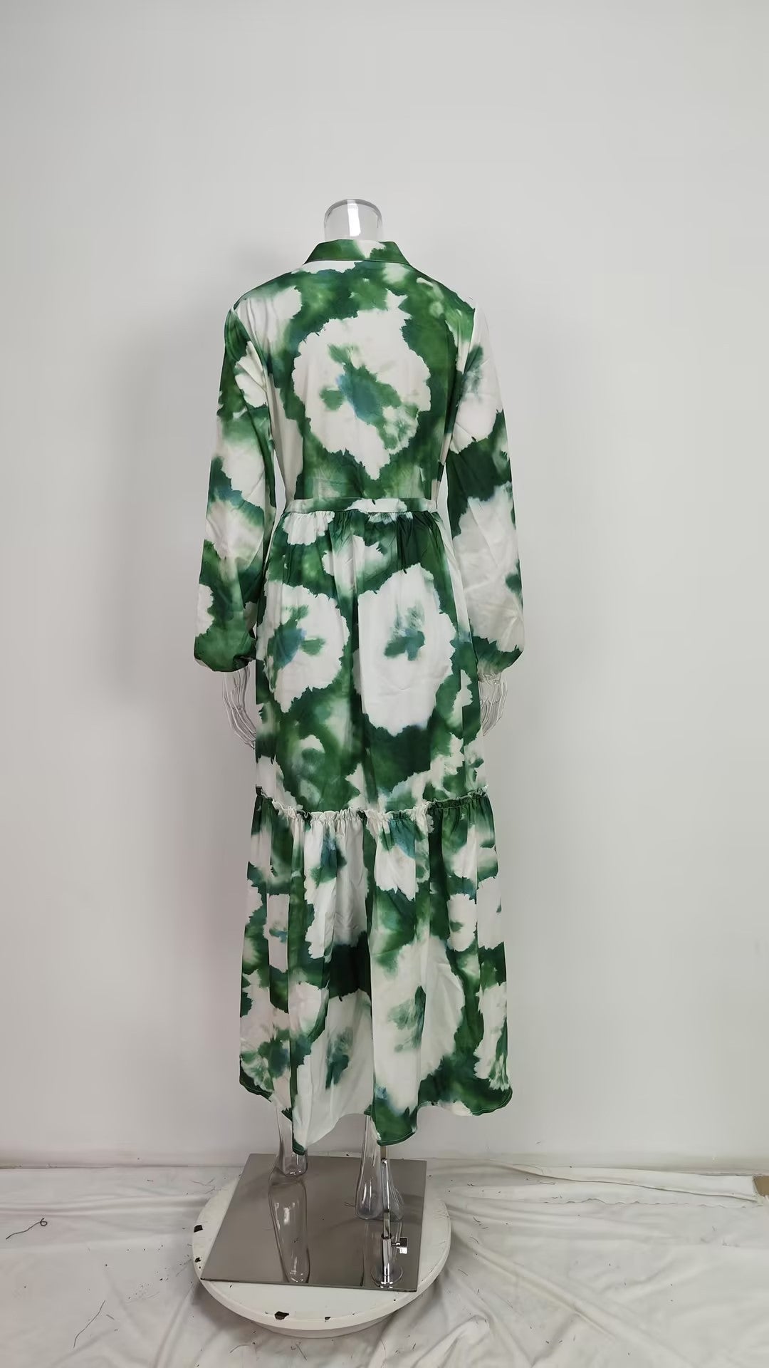 Women Contrast Printed Waist V-Neck Dress