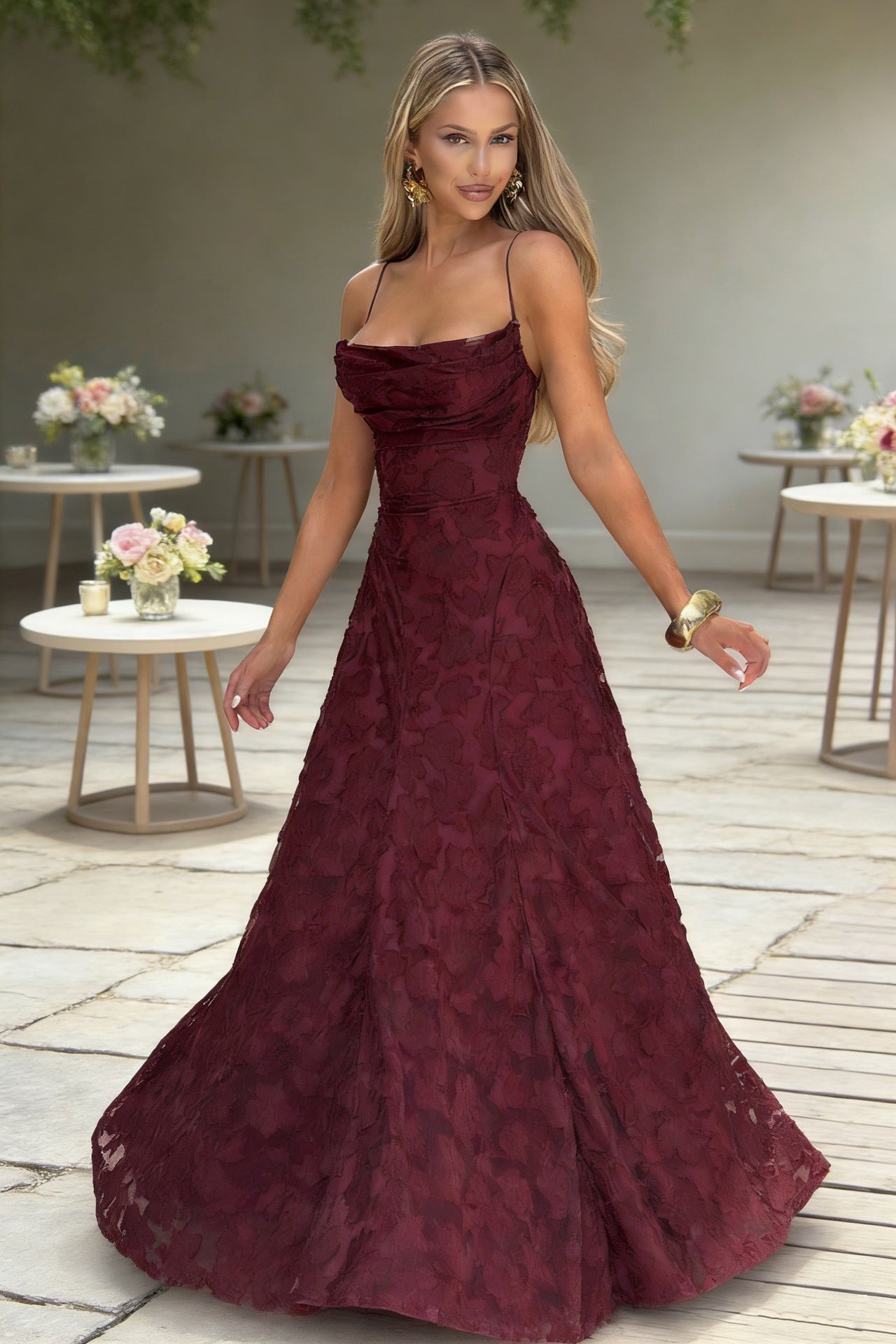 Women's Burgundy Sexy Camisole Dress
