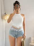 Women's Fringed Vest Short Slim-fit Top Tank