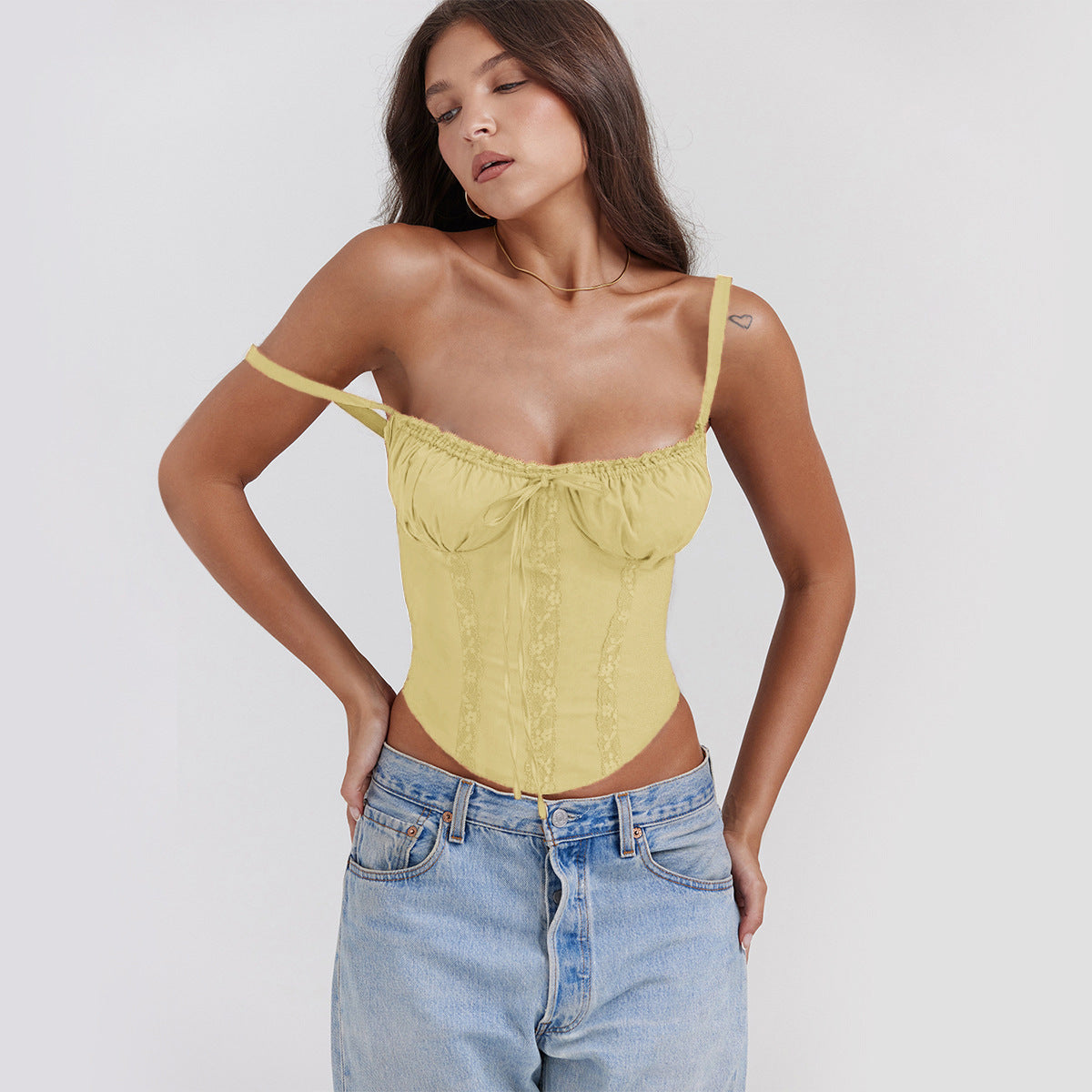 Womens Lace-Up Sexy Top Suspender Vest