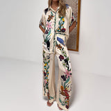 Women's Fashion Casual Print Color Matching Pocket Set