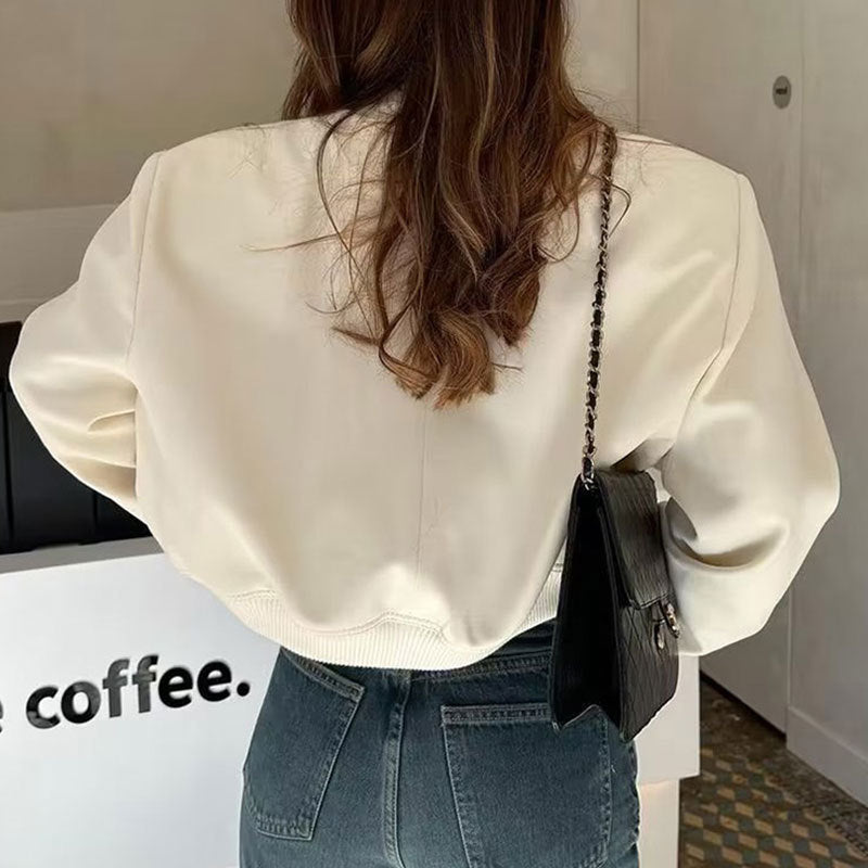 Women's Elegant Casual Stand-Up Collar Solid Pocket Jacket