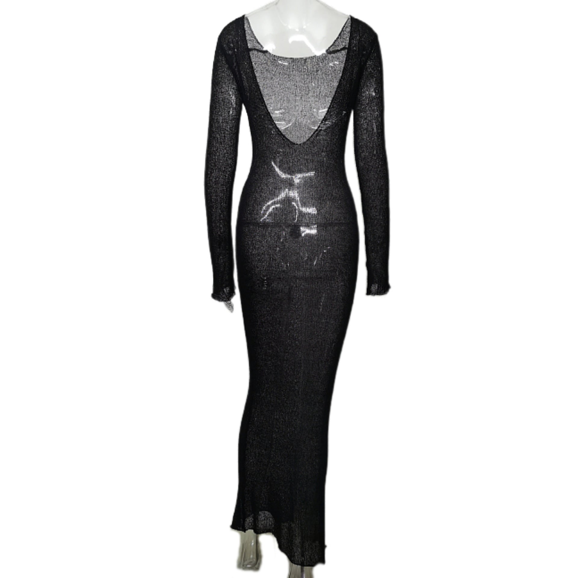 Sexy Backless Solid Color Knitted Dress Cover Up