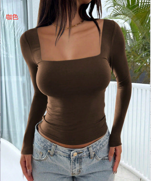 Y2K Square Neck Long-sleeved Pullover Top Women