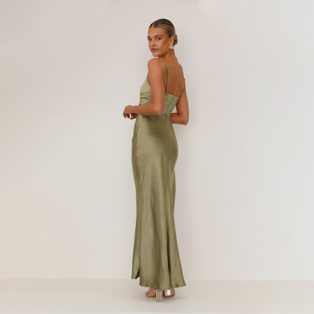Women Solid Color Sexy Halter Split Medium and Long Sleeveless Dress