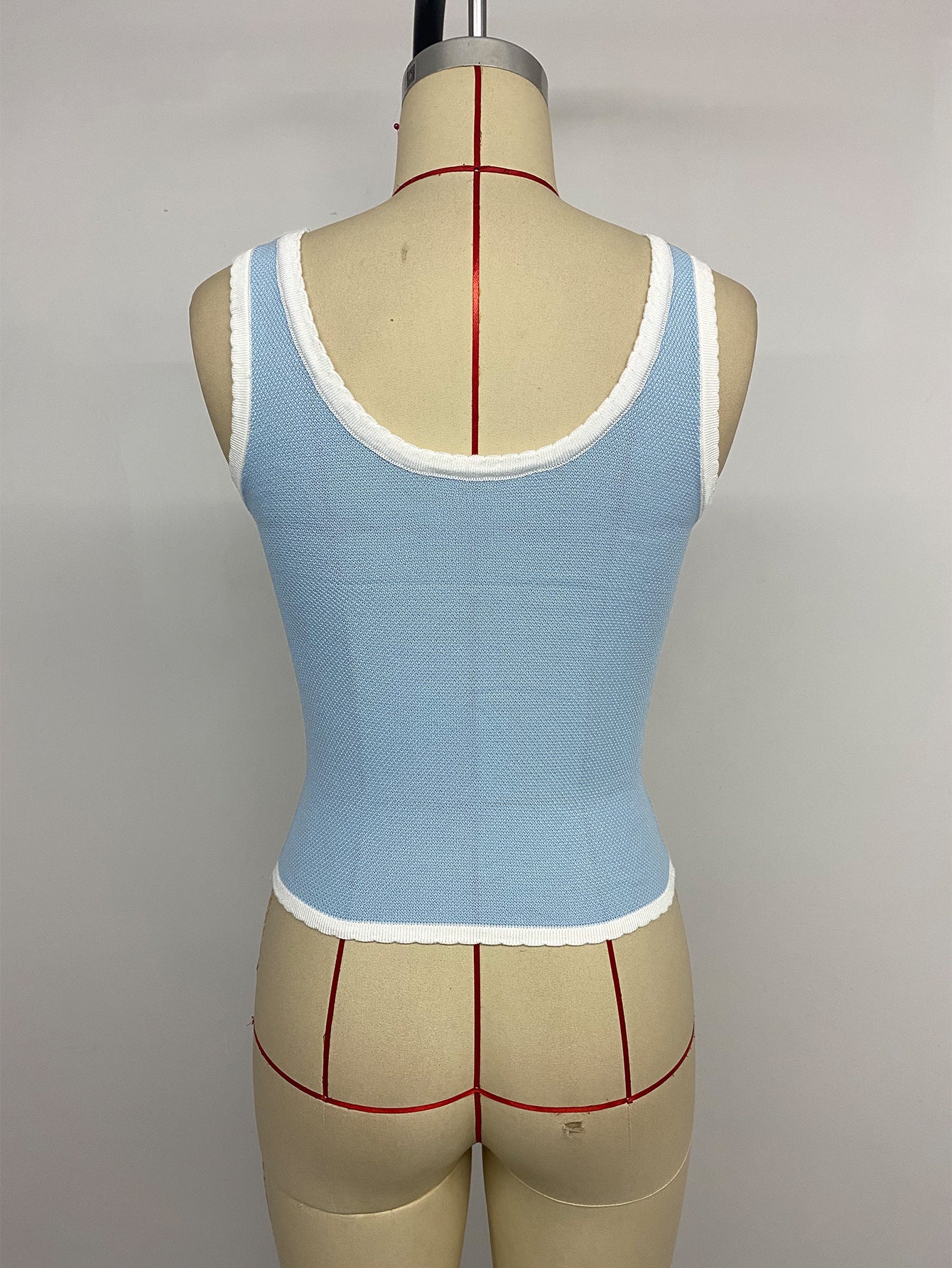 Vest Bow Contrasting Color Short Vest Women