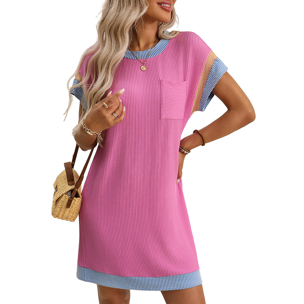 Summer Casual Short Sleeve Pocket Dress