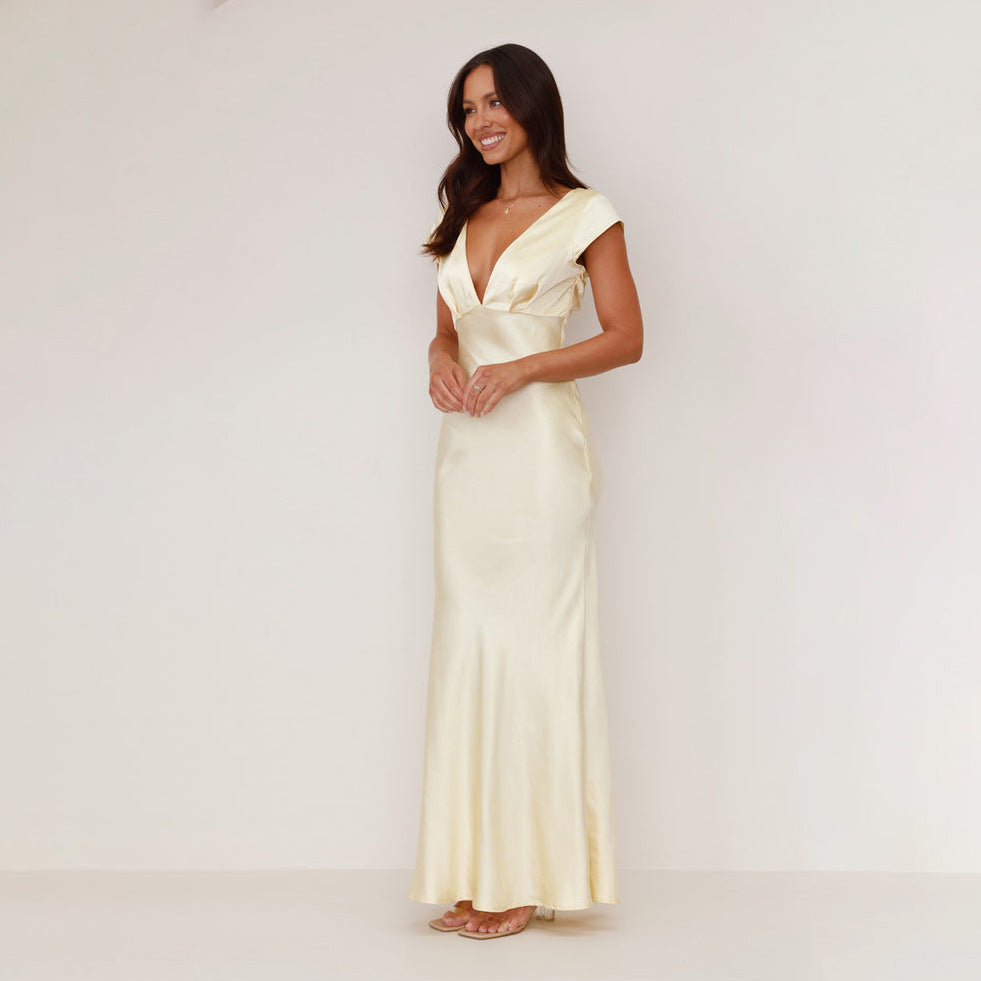 Women Sexy Deep V Slim Back Dress