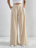 Women Pleated Casual Wide Leg Pants Loose