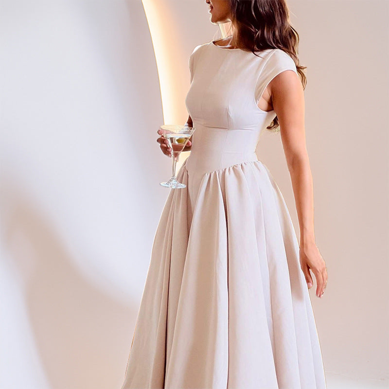 Women's Solid Color Backless Slim Dress