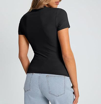 Women T-Shirt Slim-Fit Crew Neck Skinny Sexy Summer Top