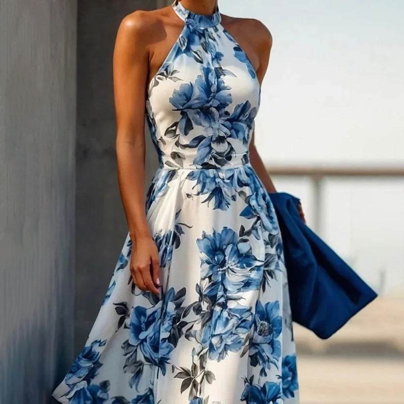 Women's Elegant Sexy Print Long Slim Fit Dress