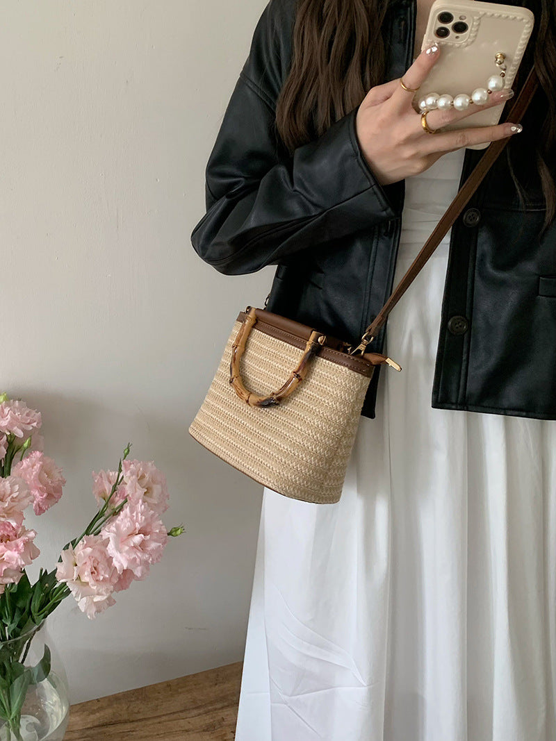 Women Messenger Bag Woven Small Bag Bucket Bag