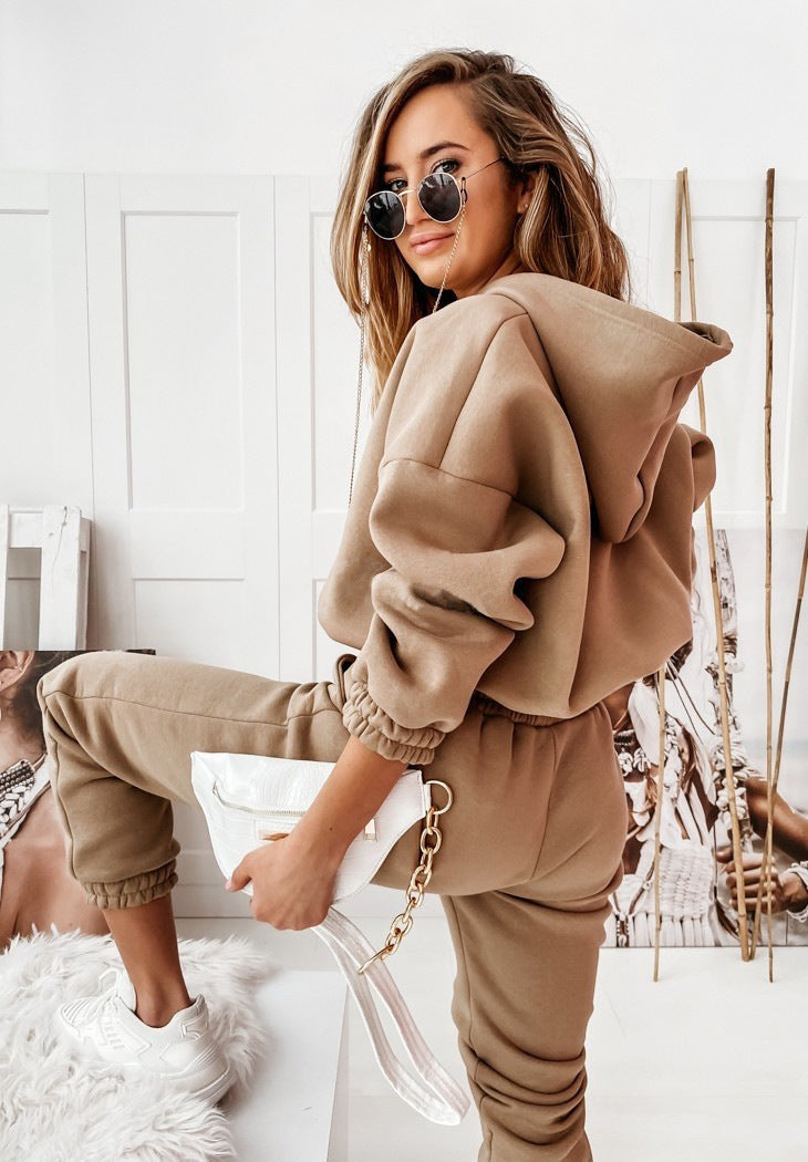 Womens Hooded Women's Fashion Sweater Set