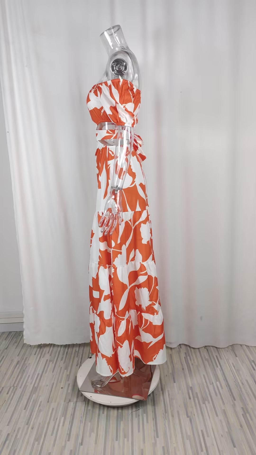 Women Sexy Fashion One-Neck Printed Dress