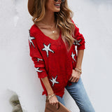Women's Knitted Sweater Star Pattern