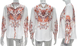 Women's Printed Long Sleeve Stand-Up Collar Fashion Casual Blouse