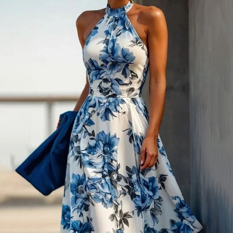 Women's Elegant Sexy Print Long Slim Fit Dress