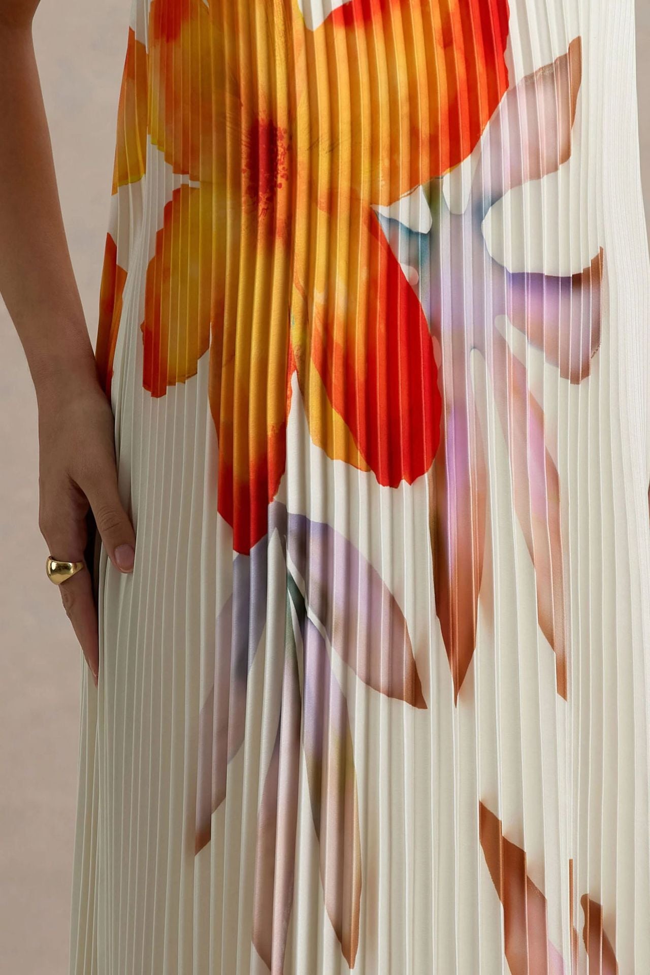 Women Printed Tubular Loose Pleated Long Dress