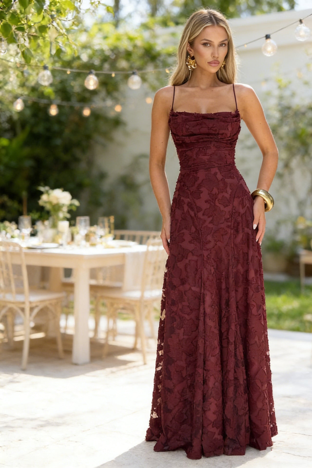 Women's Burgundy Sexy Camisole Dress