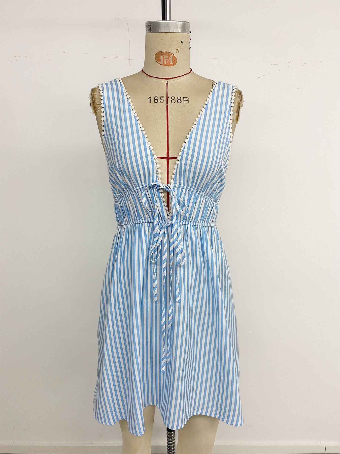 Women's Shoulder Strap Sleeveless Striped Dress