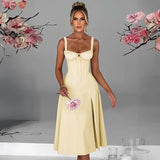 Women's Summer Fashion Casual Lace-up Slim Split Suspender Dress