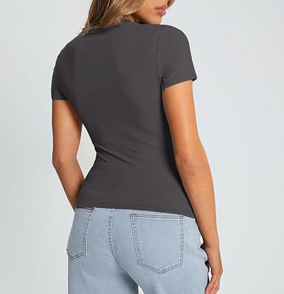 Women T-Shirt Slim-Fit Crew Neck Skinny Sexy Summer Top
