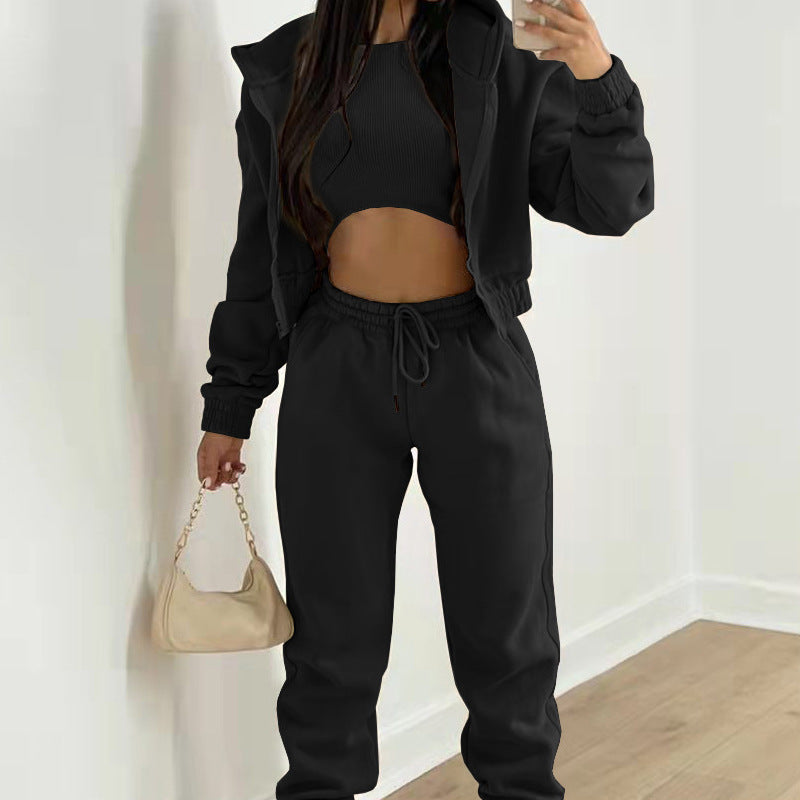 Women's Sports Casual Hooded Fleece Sweater Suit
