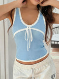 Vest Bow Contrasting Color Short Vest Women