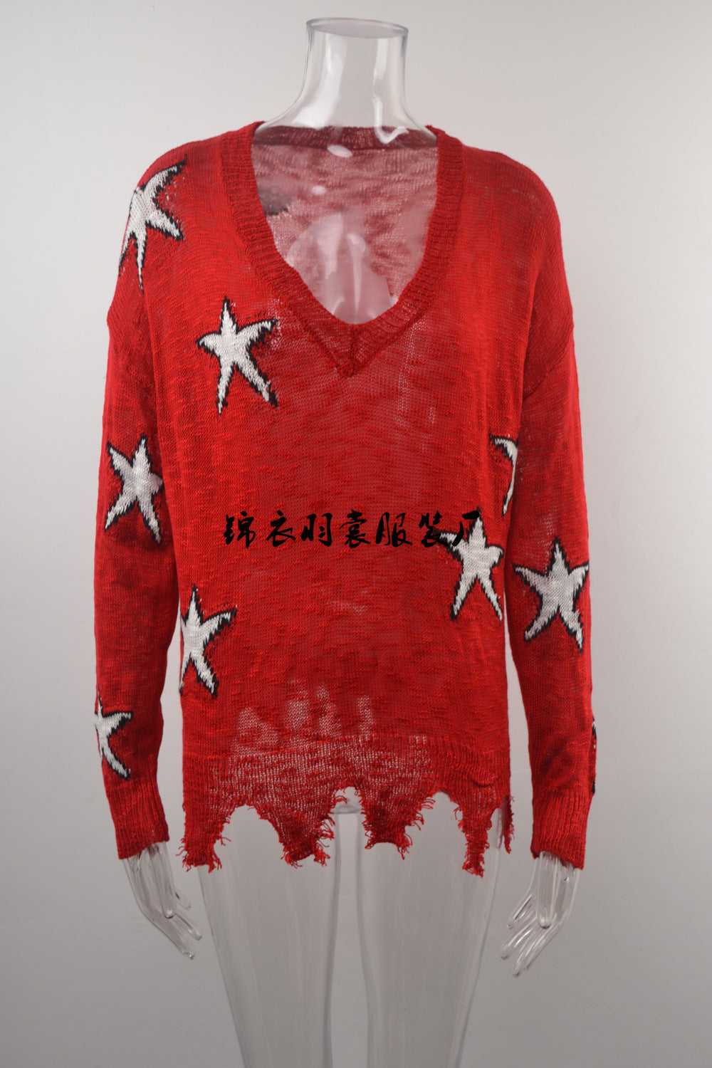 Women's Knitted Sweater Star Pattern