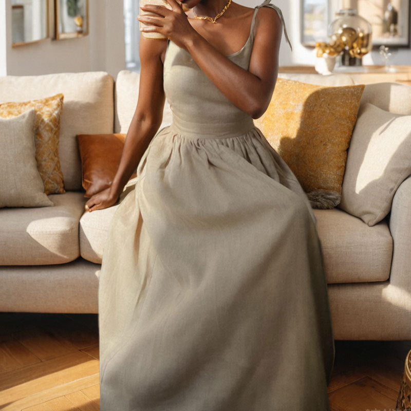 Women's Sexy Solid Color High-waisted Suspender Dress