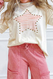 Womens Patchwork Printed T-Shirt Crew Neck Top