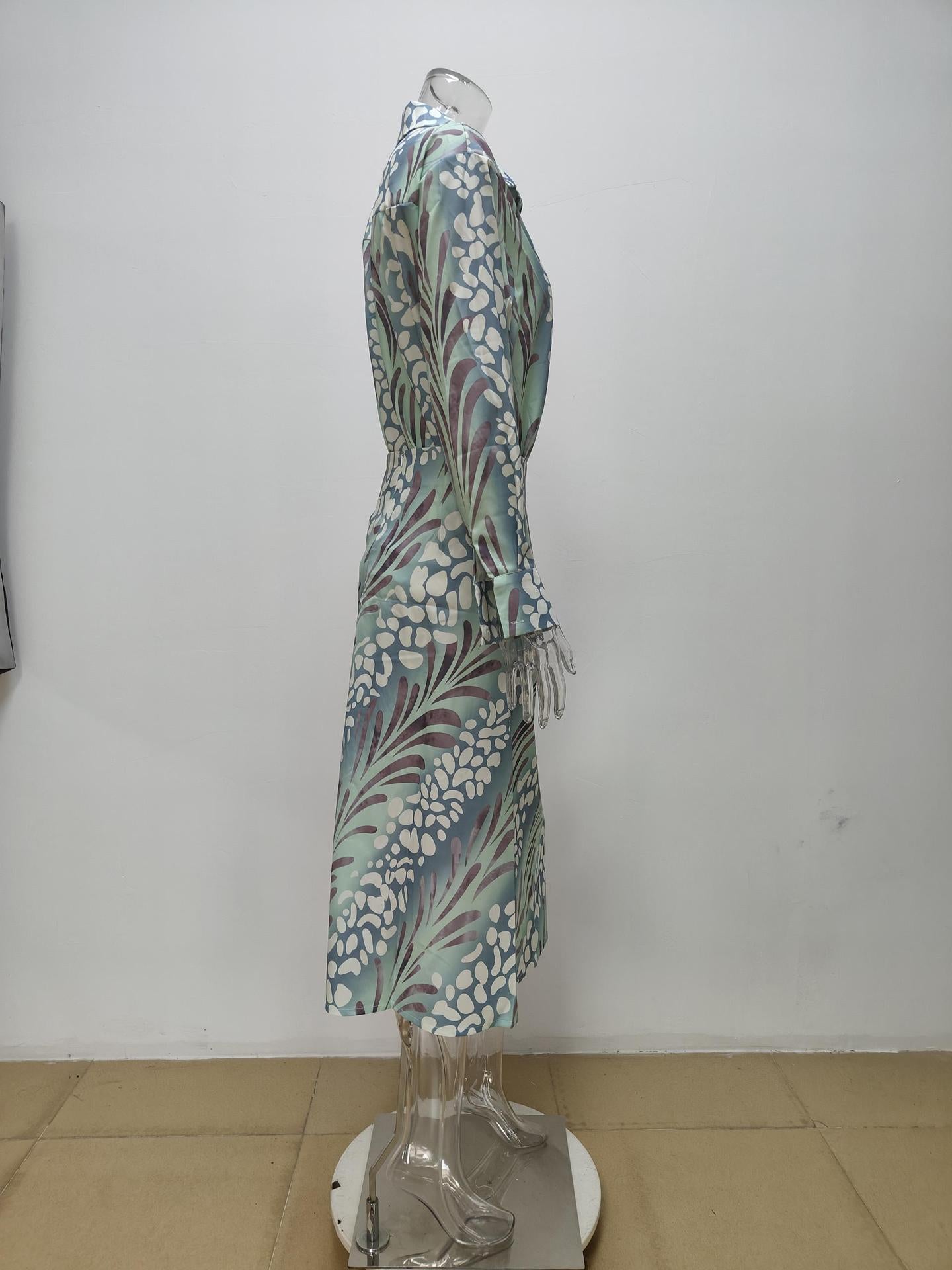 Women Sexy Elegant V-neck Print Slim Casual Dress