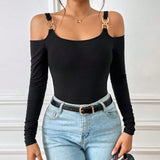 Women Long Sleeve Vest Knitted Slim Solid T-Shirt Top