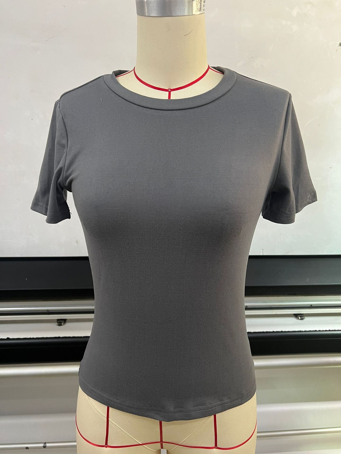 Women T-Shirt Slim-Fit Crew Neck Skinny Sexy Summer Top