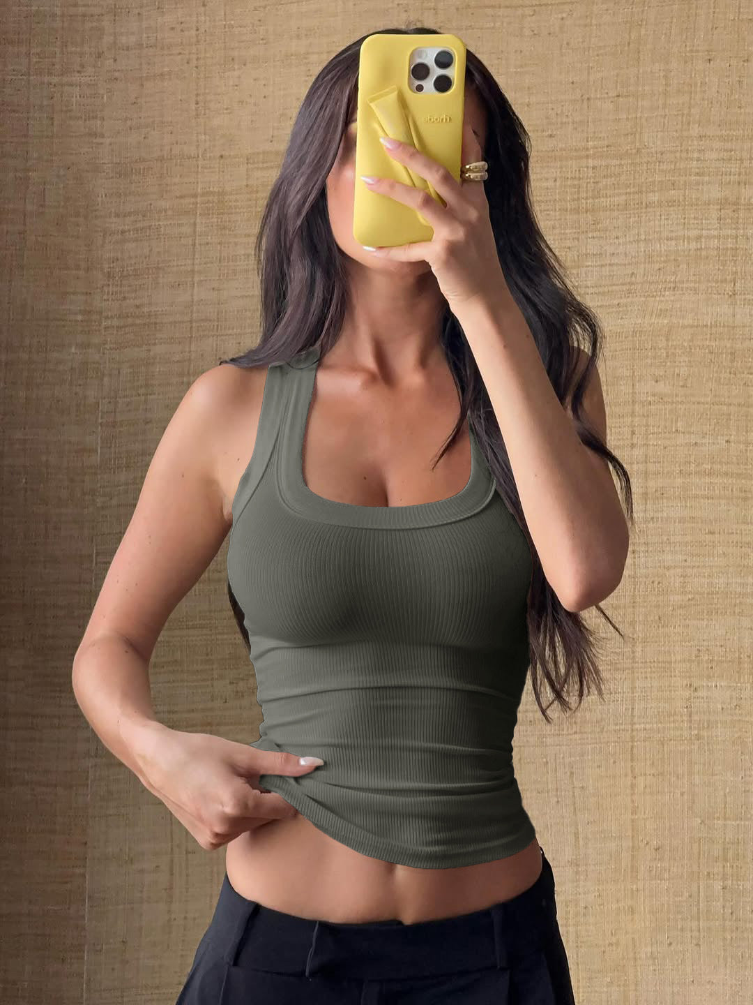 Women Y2K Solid Color Neck T-shirt Top