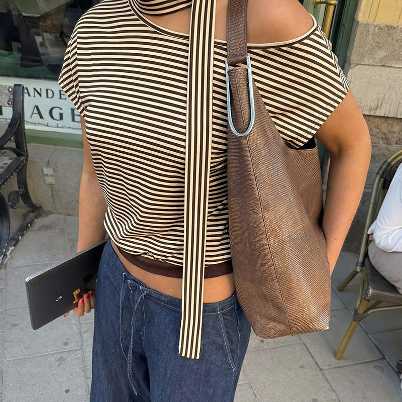 Casual Top Striped T-shirt for Women