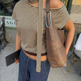 Casual Top Striped T-shirt for Women