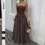 Retro Long Dress Sleeveless Tube Top Polka Dot Dress