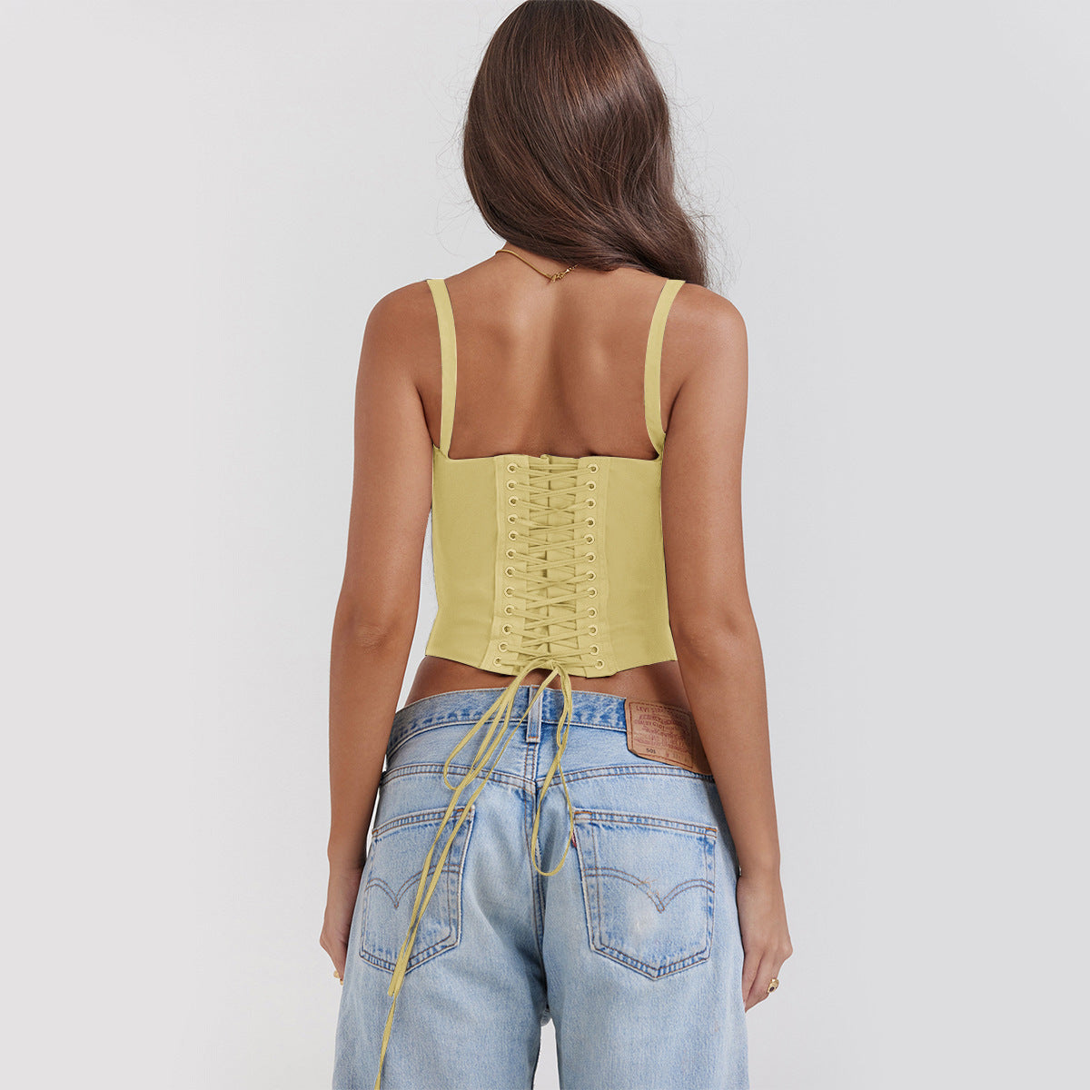 Womens Lace-Up Sexy Top Suspender Vest