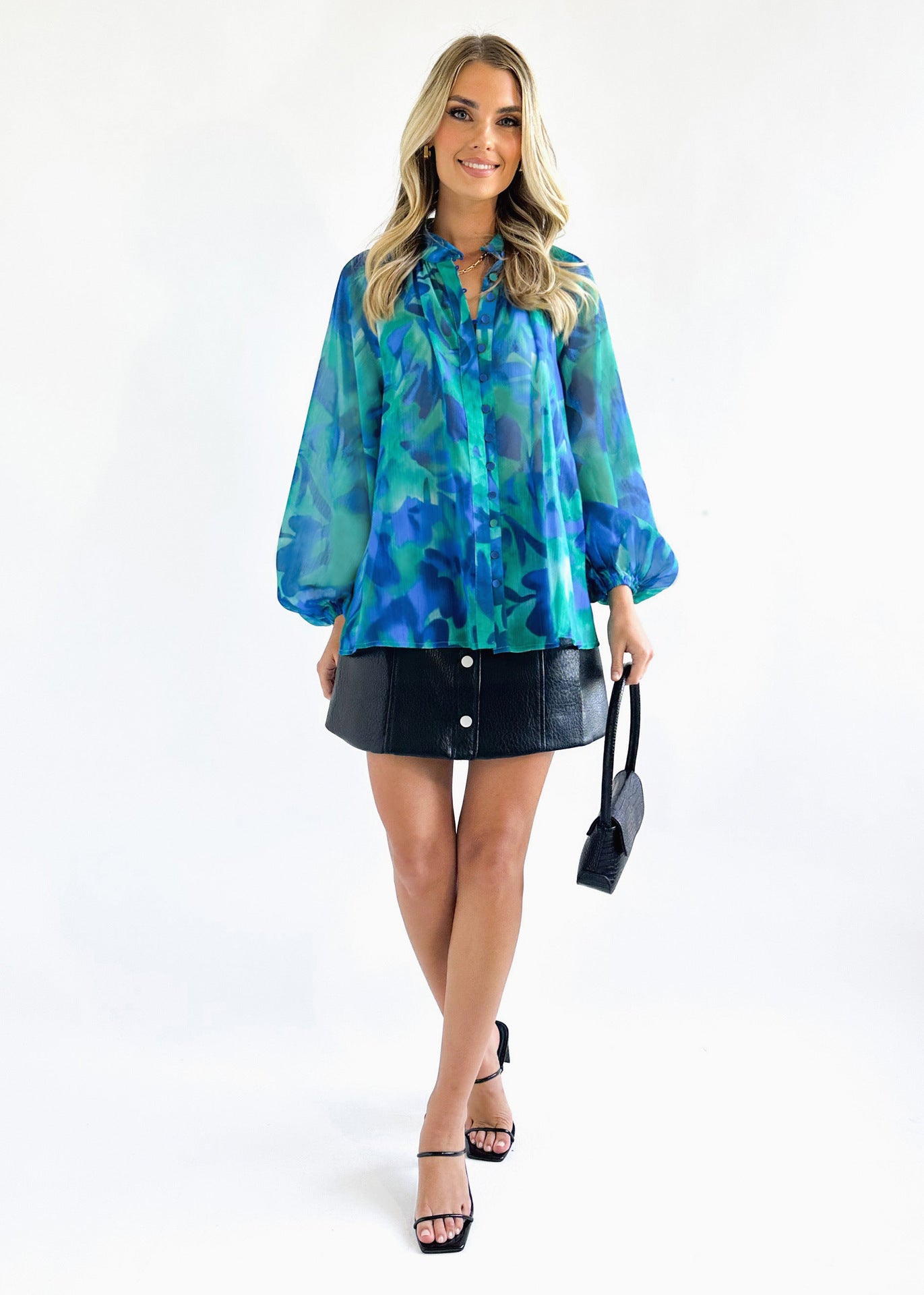 Women's Personality Printed Shirt Fashion V-Neck Women's Blouse