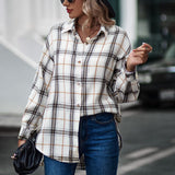 Ladies Casual Loose Boyfriend Plaid Shirt